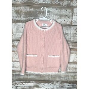 Lola kids pink long sleeved button up cardigan size 6‎